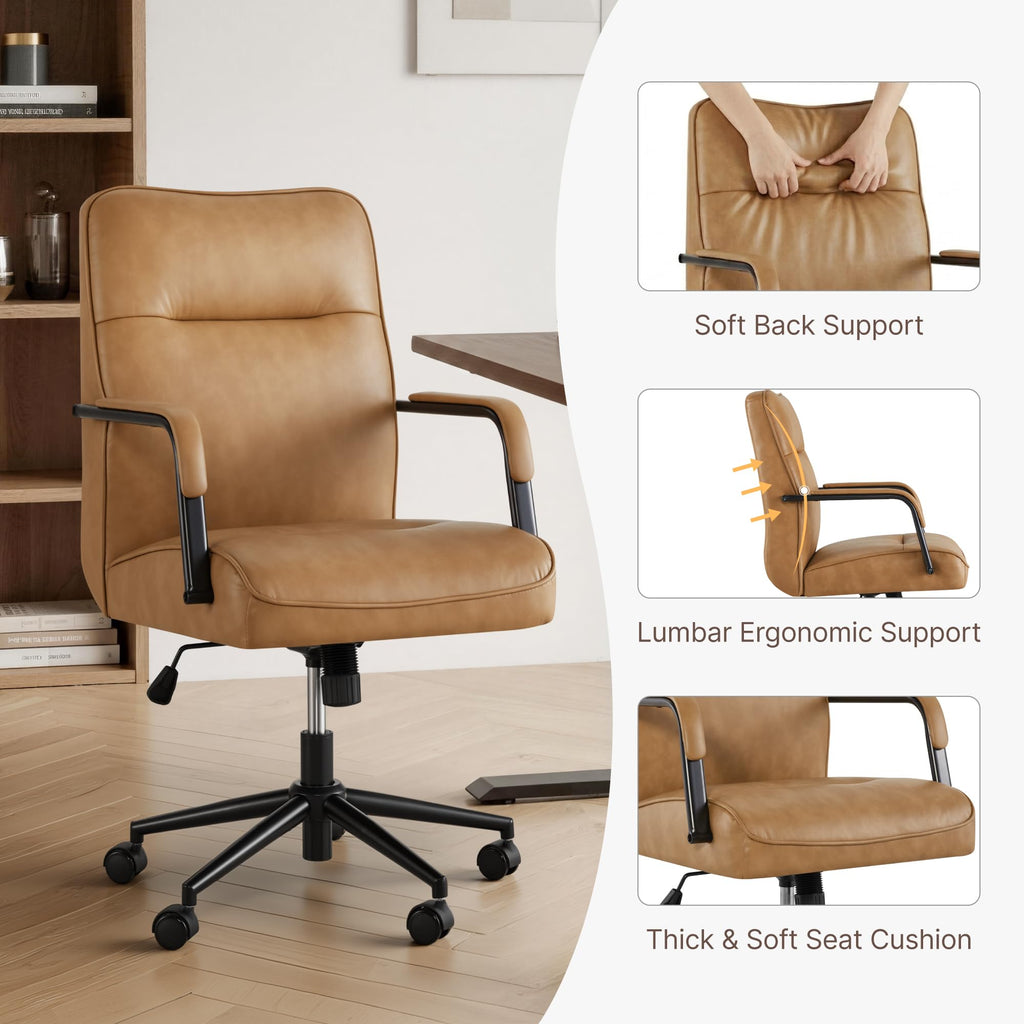 Ergonomic Faux Leather Office Chair with Lumbar Support M8581