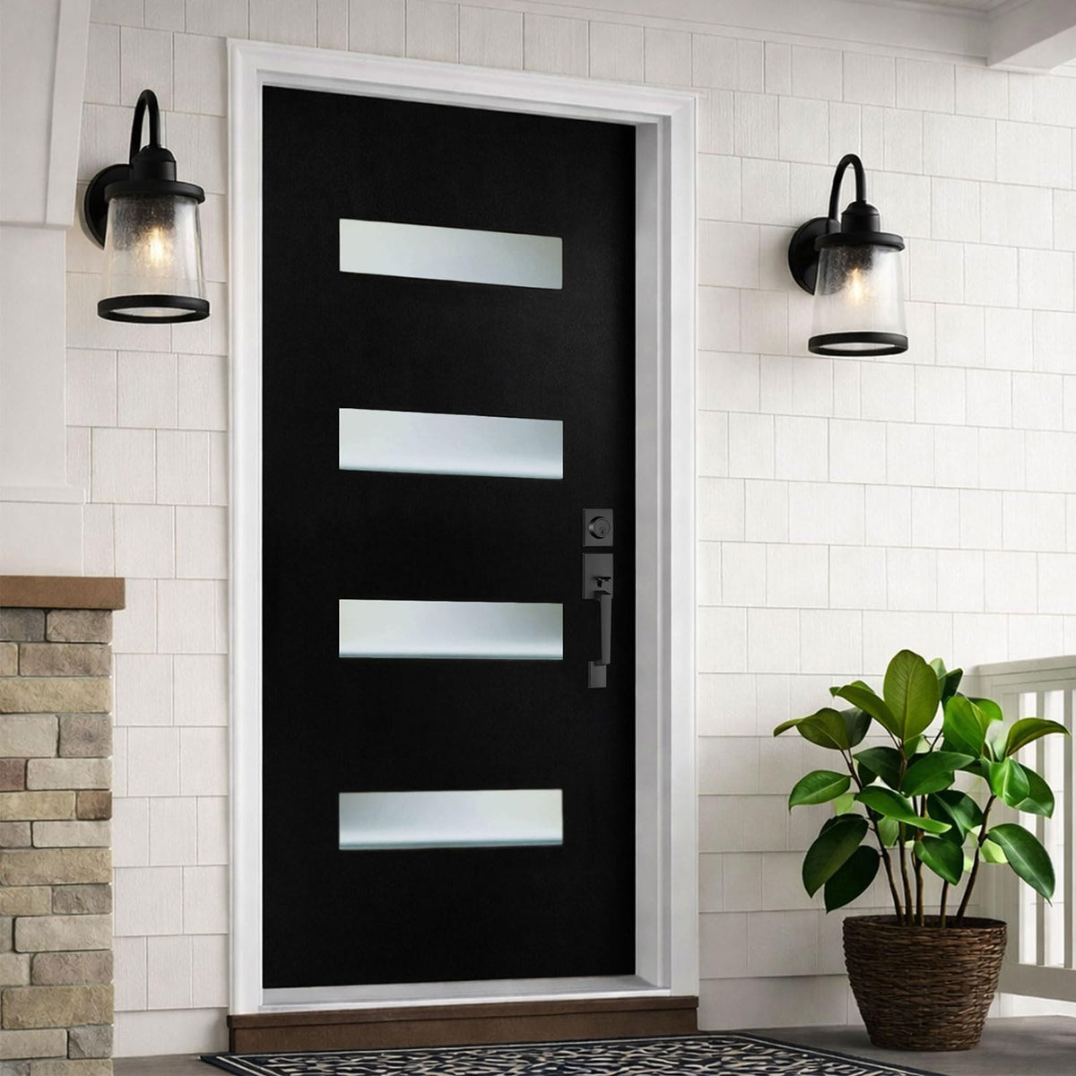Fiberglass Door with Frosted Glass J42752
