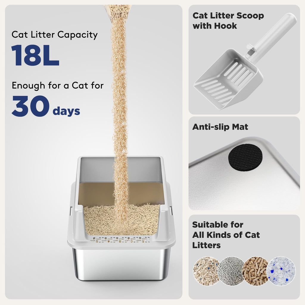 2 Pack Stainless Steel Cat Litter Box with Lid N3321