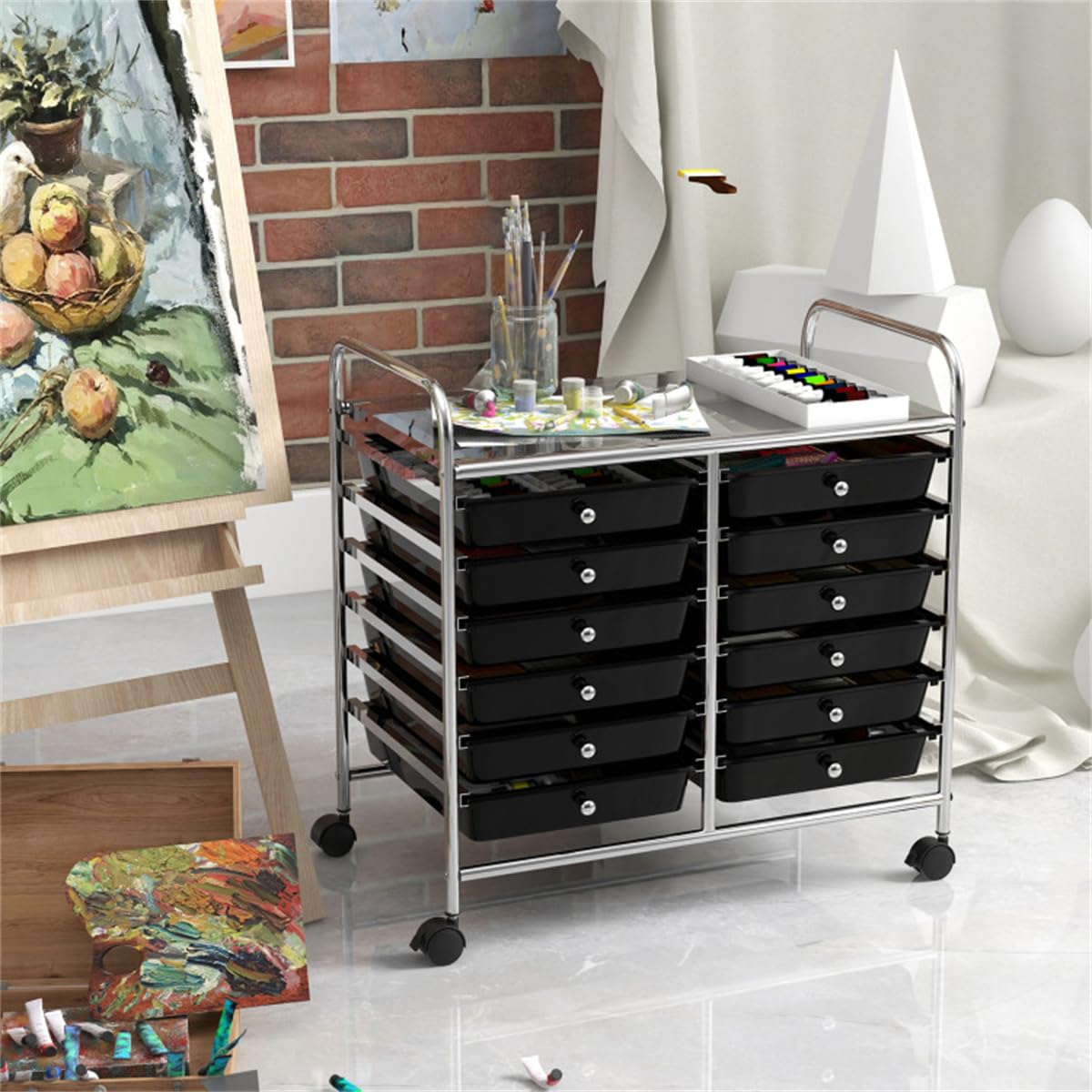 12 Drawer Rolling Storage Cart with Wheels Y980531