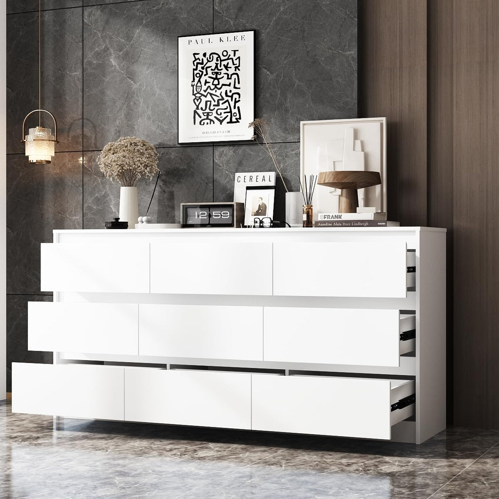 White 9 Drawer Wood Dresser K870759