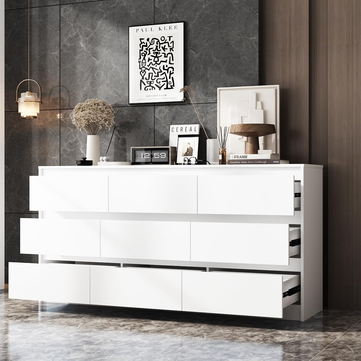 White 9 Drawer Wood Dresser K870759