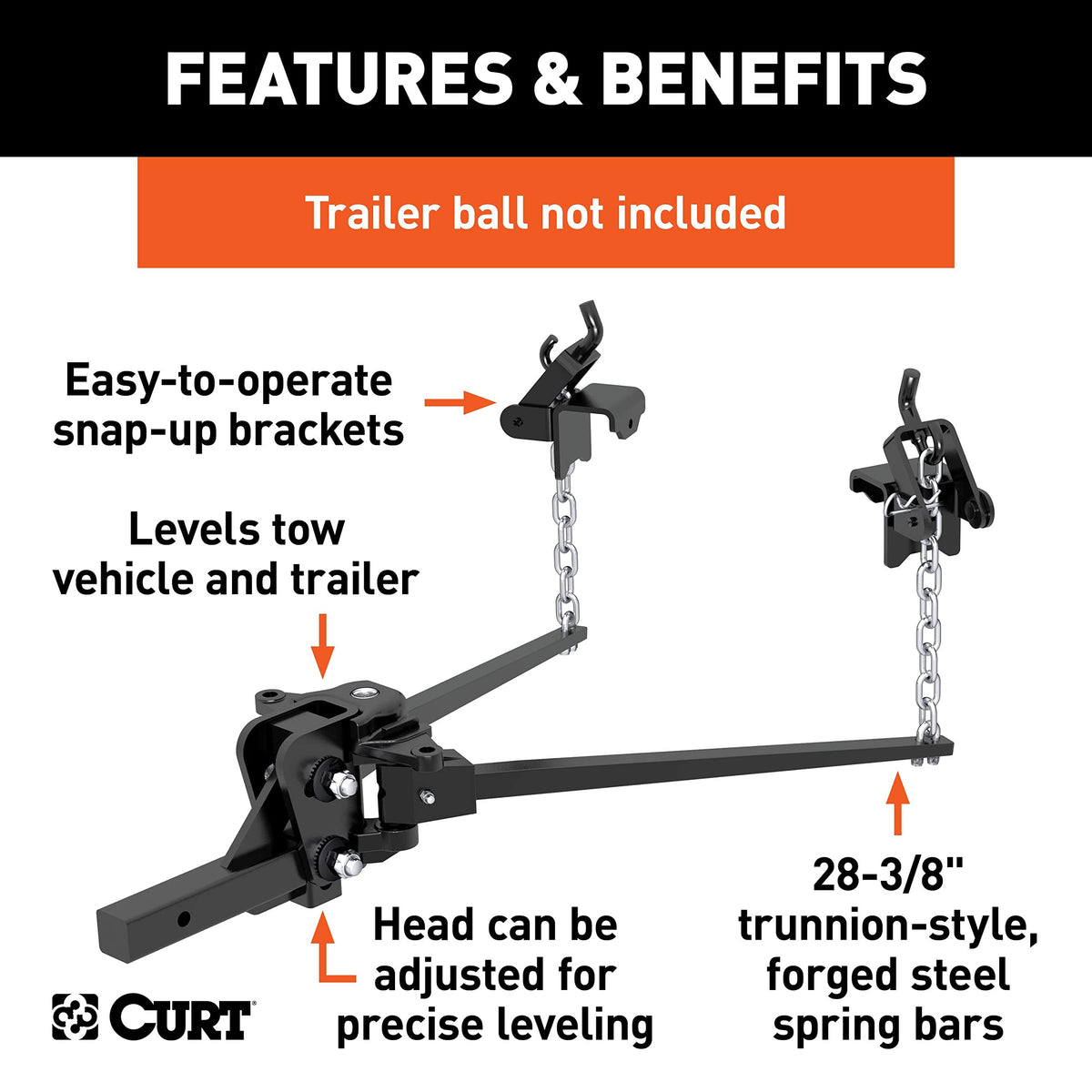 Weight Distribution Hitch, 15,000 lbs., 2-Inch Shank U66710