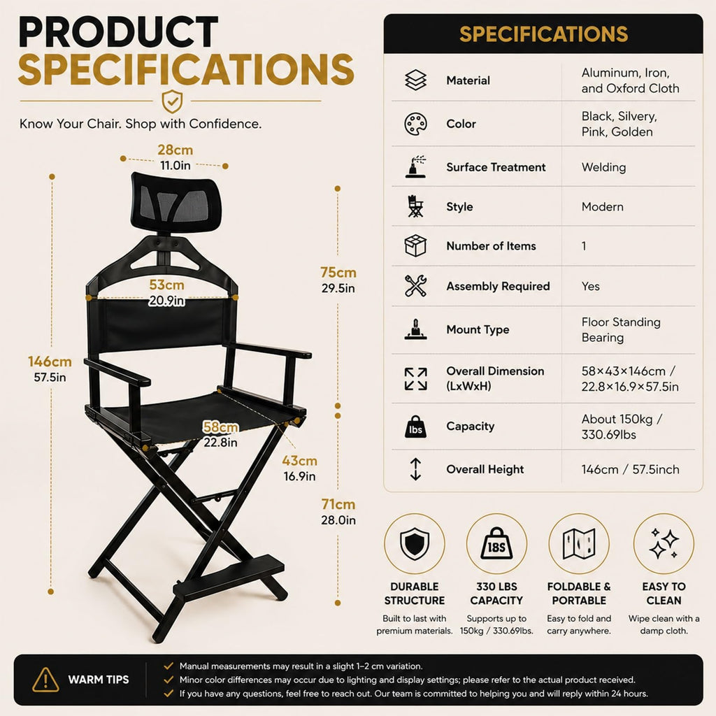 Foldable Makeup Chair with Footrest V993