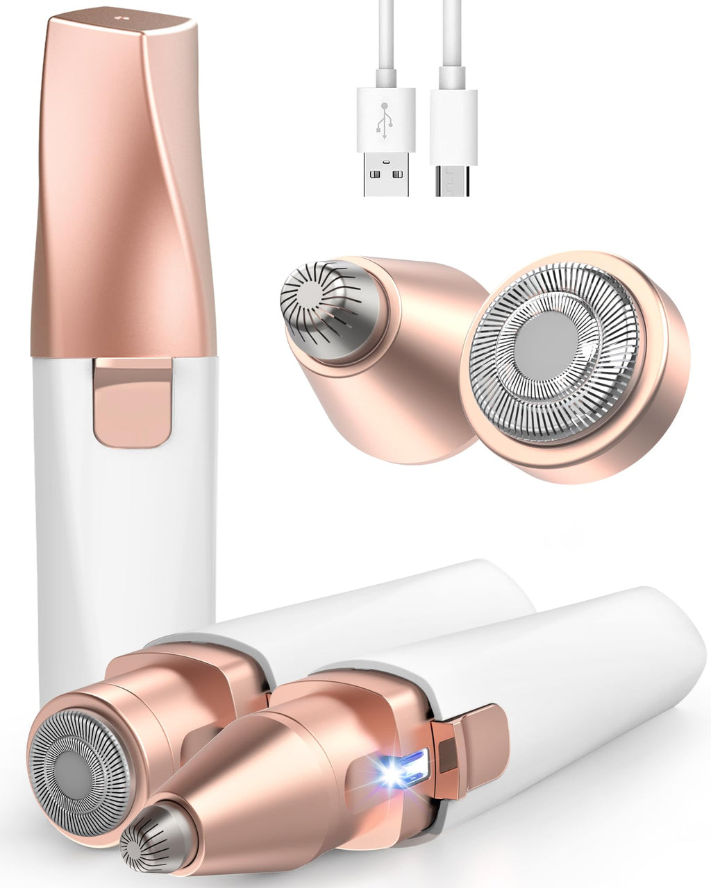 2 in 1 Rechargeable Eyebrow Trimmer Facial Hair Remover with LED Light D213