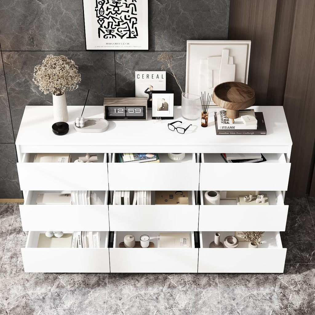 White 9 Drawer Wood Dresser K870759