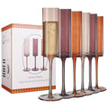 Set of 6 Amber Textured Glass Champagne Flute 6oz U3303