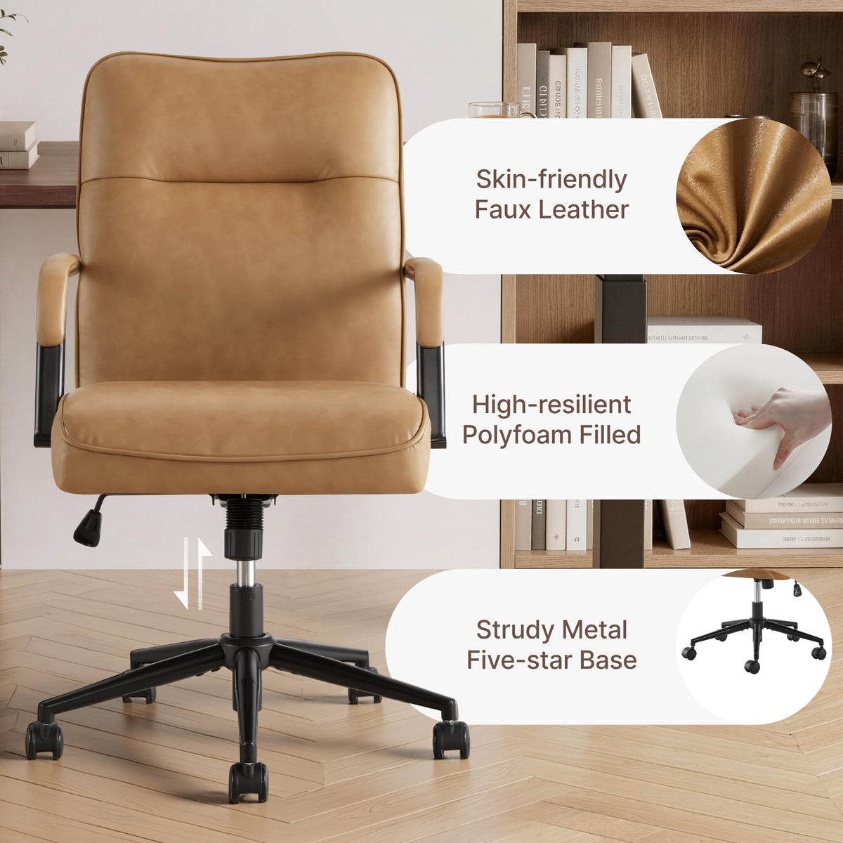 Ergonomic Faux Leather Office Chair with Lumbar Support M8581