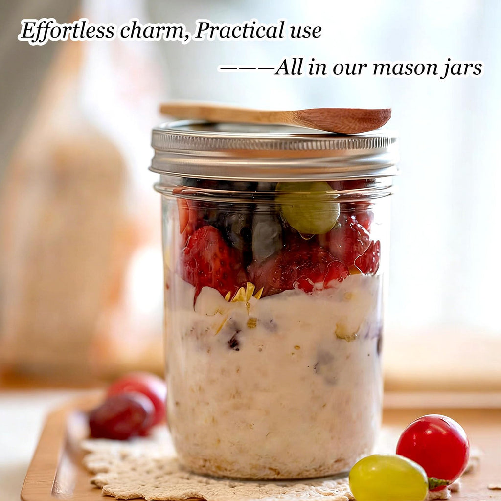 16 oz & 8 oz Clear Glass Mason Jars with Lids, Set of 18 O250509
