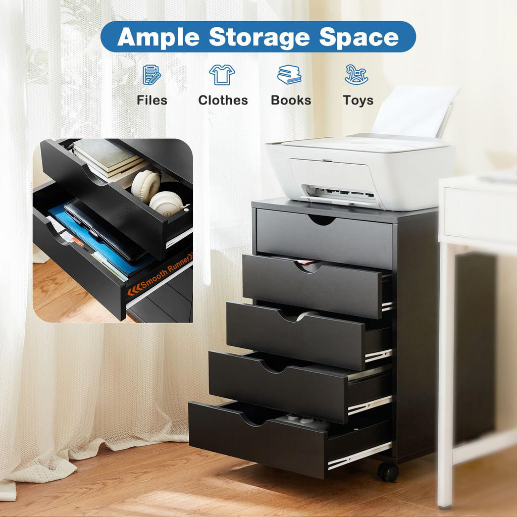 5 Drawer File Cabinet with Wheels T25447