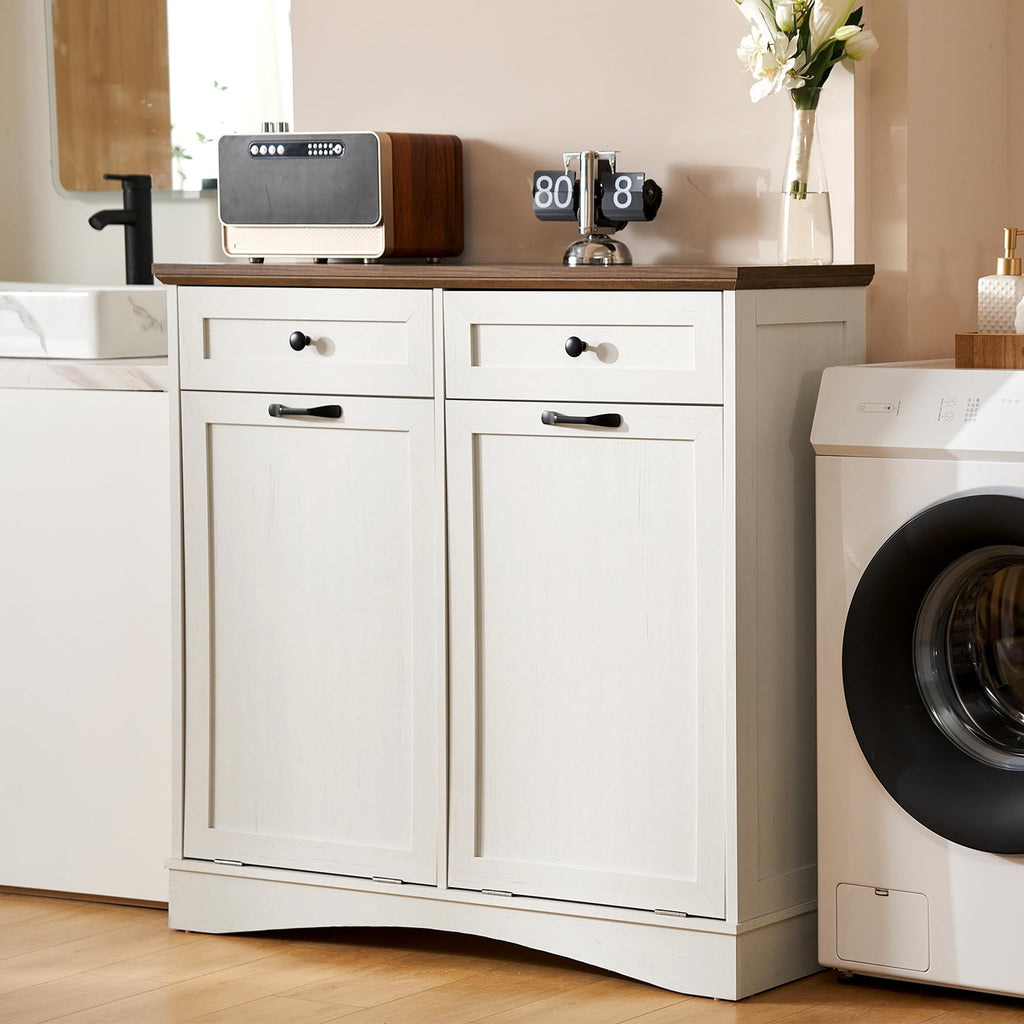 Antique White Double Tilt Out Trash Cabinet V47960