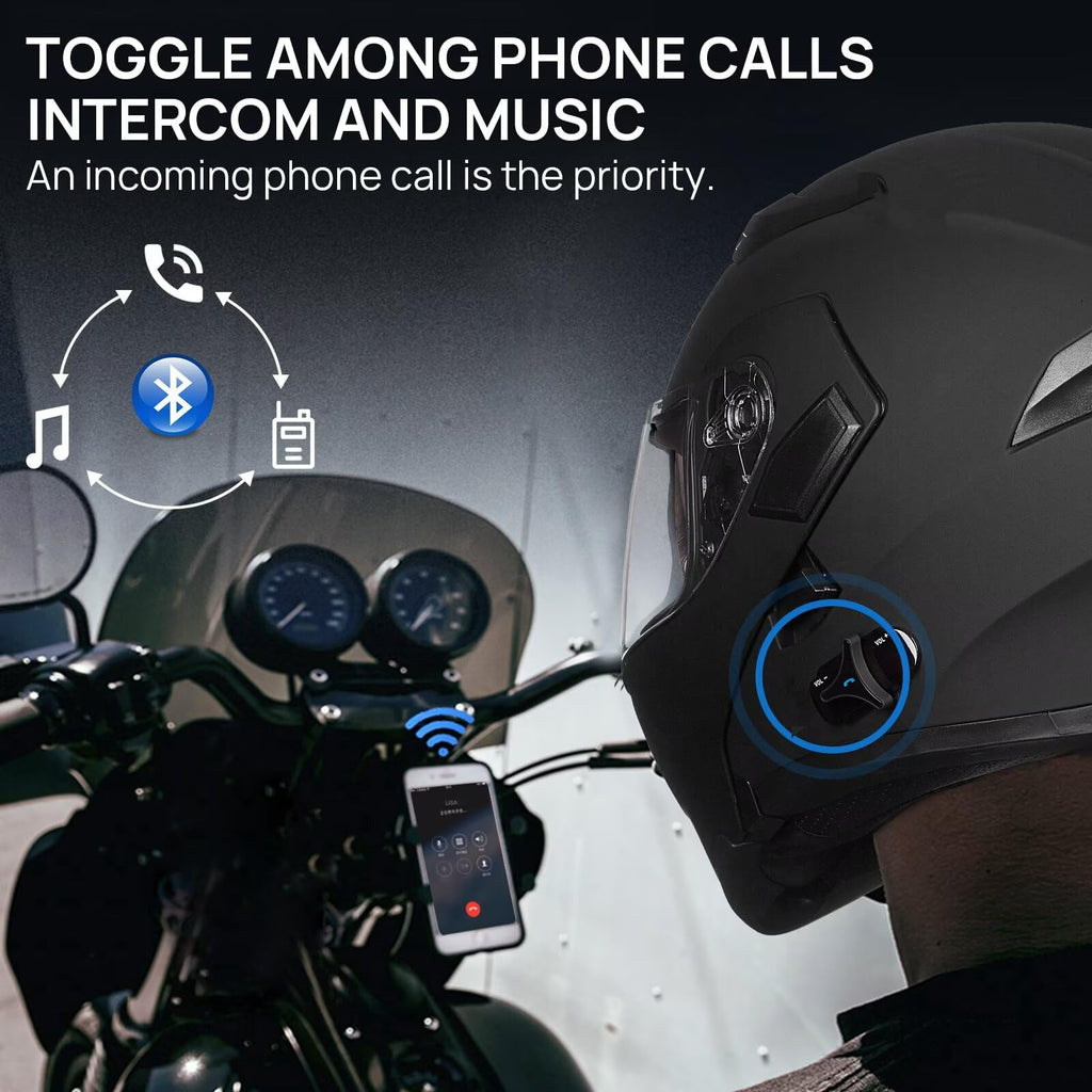 Bluetooth Modular Flip up Full Face Motorcycle Helmet V563
