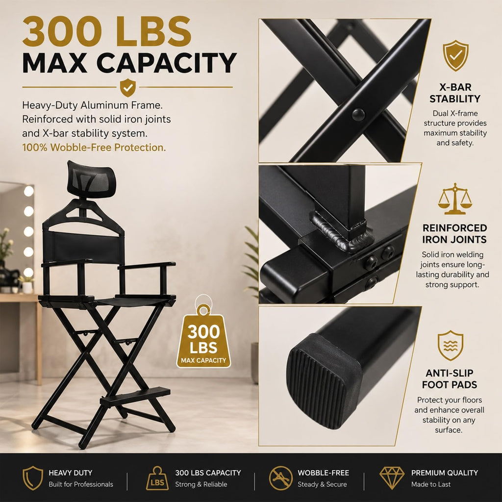 Foldable Makeup Chair with Footrest V993