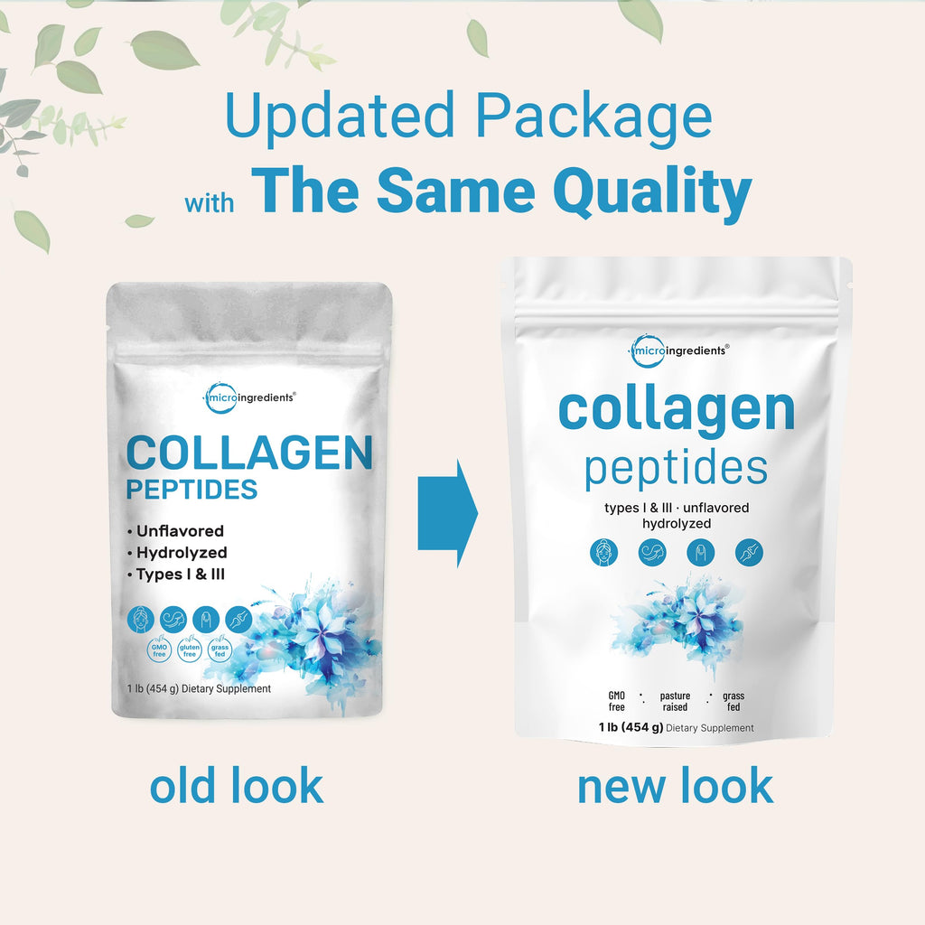 Hydrolyzed Collagen Peptides Powder, 1 lb Unflavored Type I & III R9535