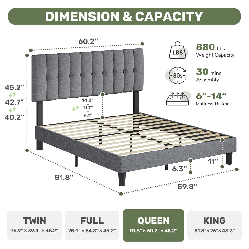 Queen Size Bed Frame with Headboard G46261