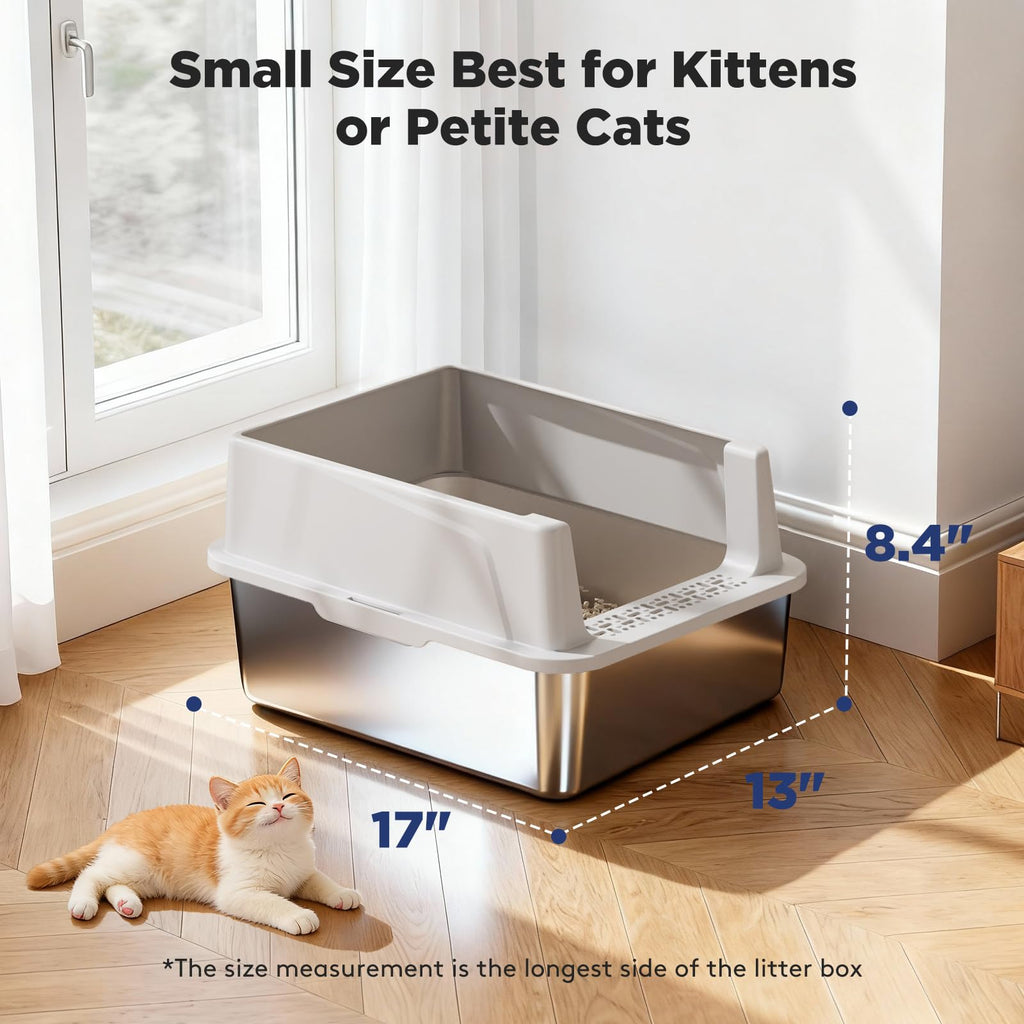 2 Pack Stainless Steel Cat Litter Box with Lid N3321
