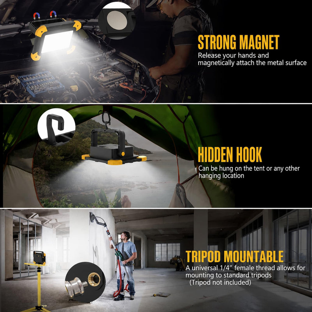 2-Pack Magnetic LED Work Lights USB Rechargeable 40W Z496