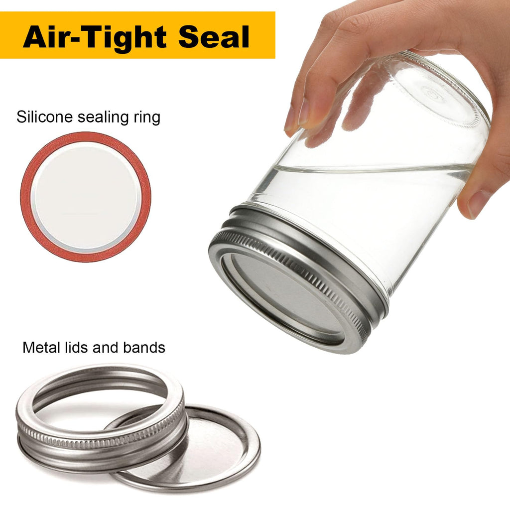 16 oz & 8 oz Clear Glass Mason Jars with Lids, Set of 18 O250509