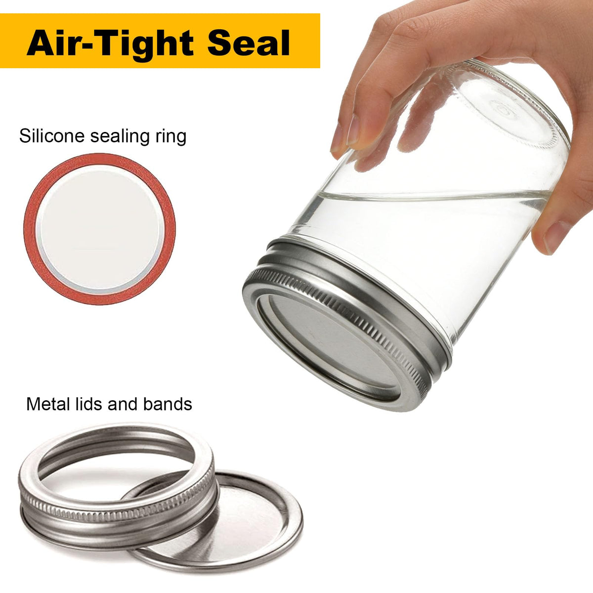 16 oz & 8 oz Clear Glass Mason Jars with Lids, Set of 18 O250509