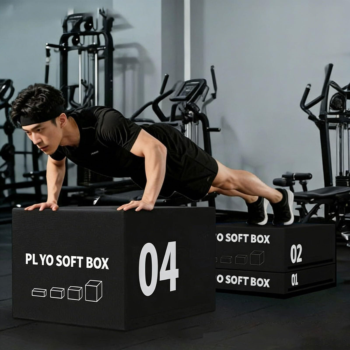 4-in-1 Foam Jumping Exercise Box Non-slip PU Leather Cover Y50242