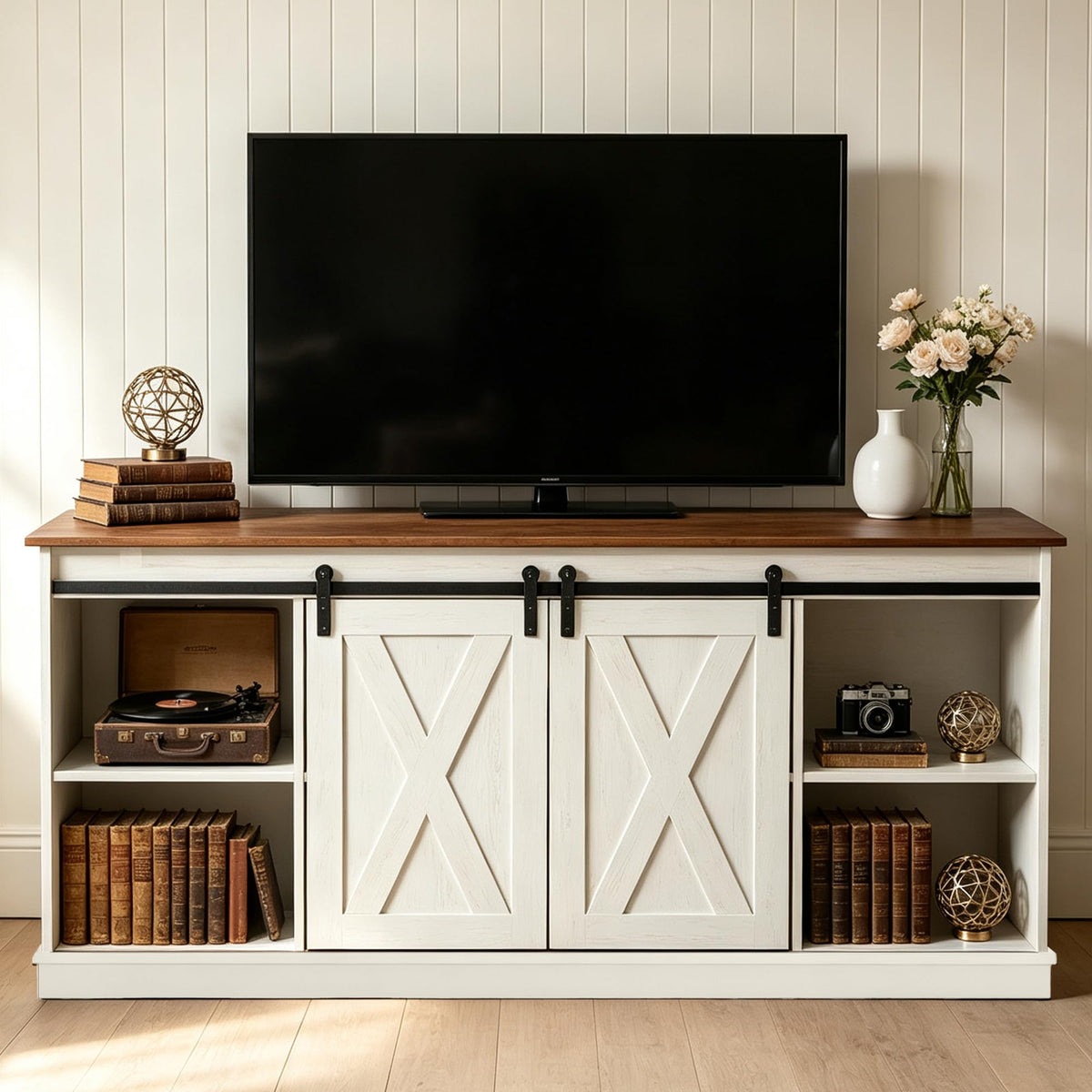 White 65 Inch Wood TV Stand X687321