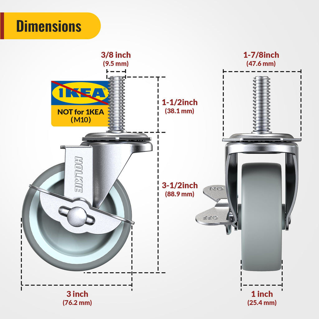 Set of 4 Stem Casters with Brake W655961