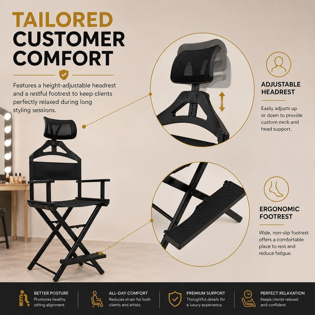 Foldable Makeup Chair with Footrest V993