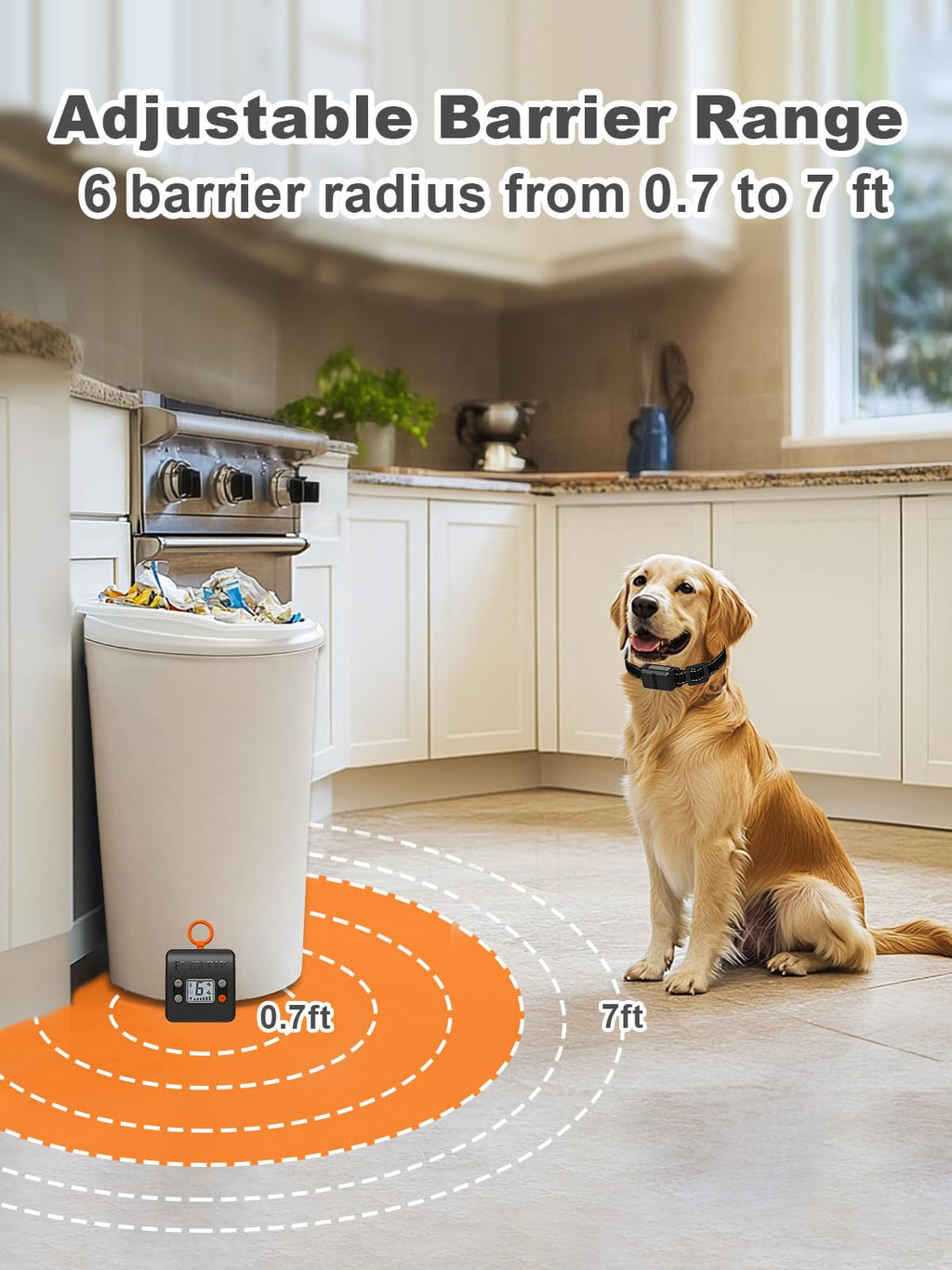 Wireless Rechargeable Indoor Pet Barrier with 6 Adjustable Range J628895