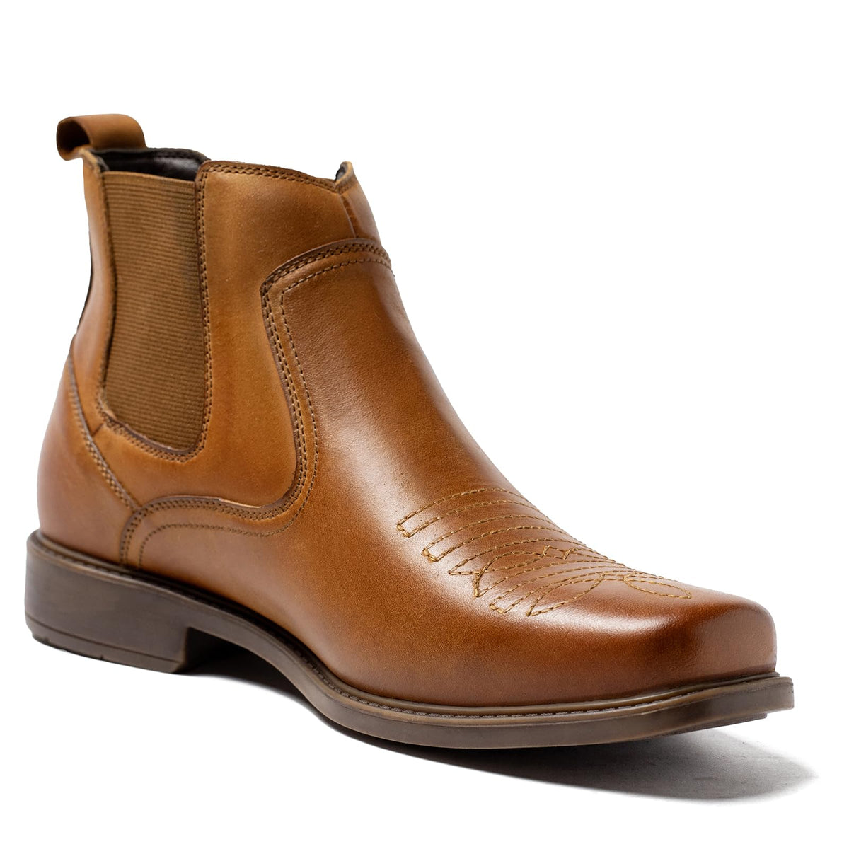 Cowboy Boots for Men Square Toe Leather Ankle Western Chelsea Slip On Boots L439930