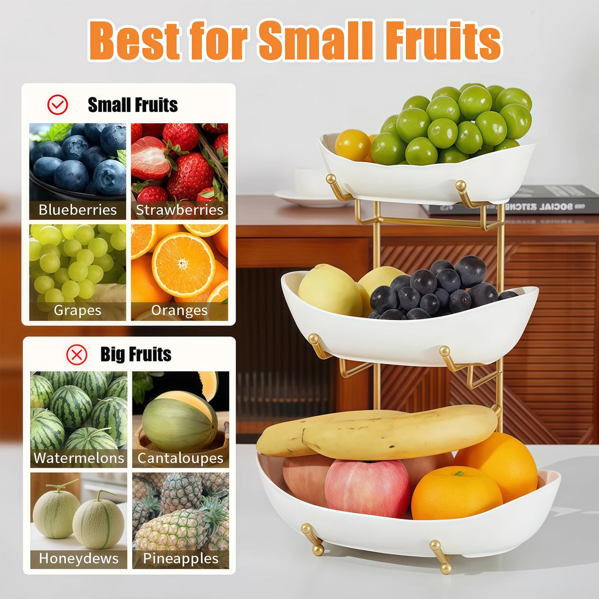 3 Tier Ceramic Fruit Basket W7536