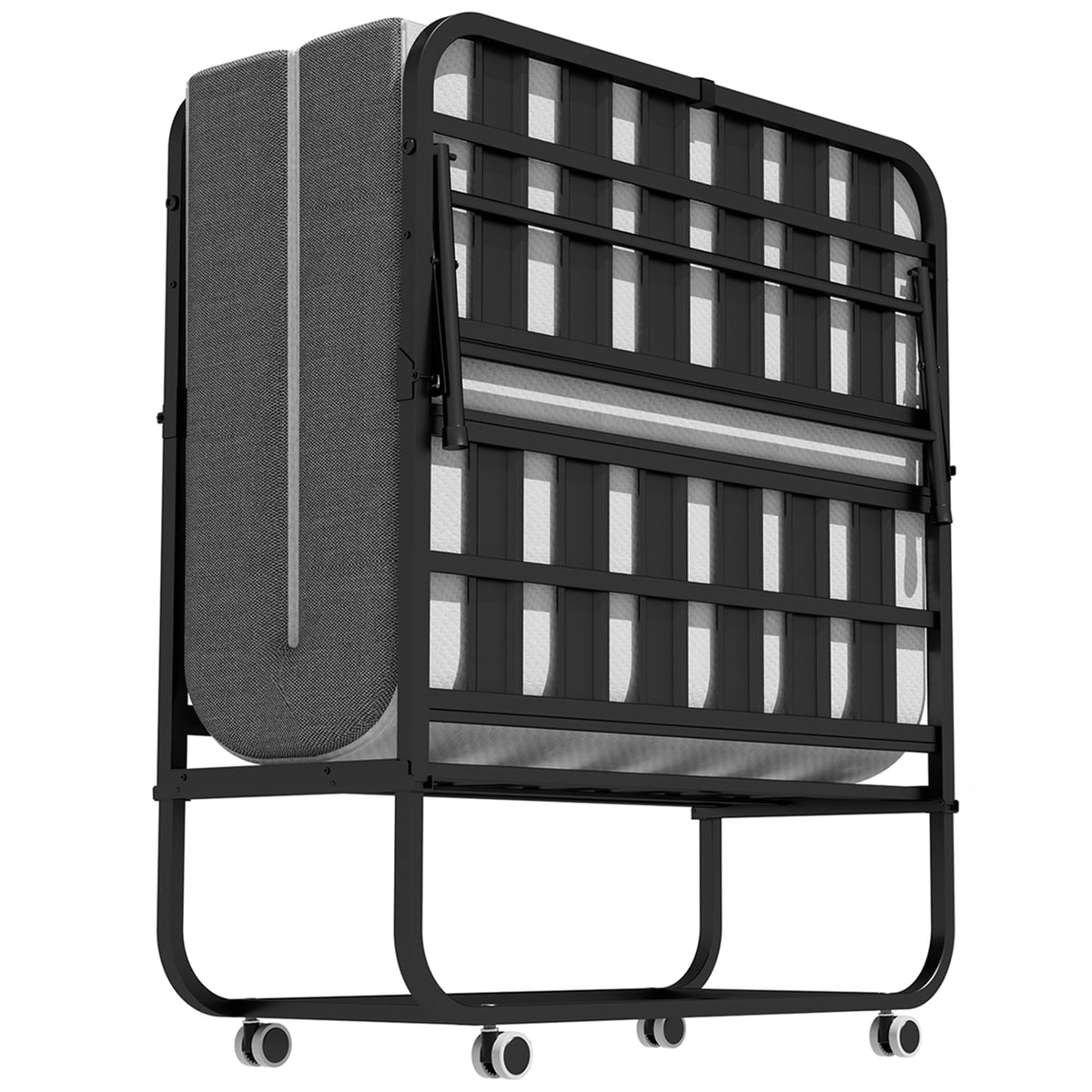 Folding Bed with Mattress with Wheels V93700