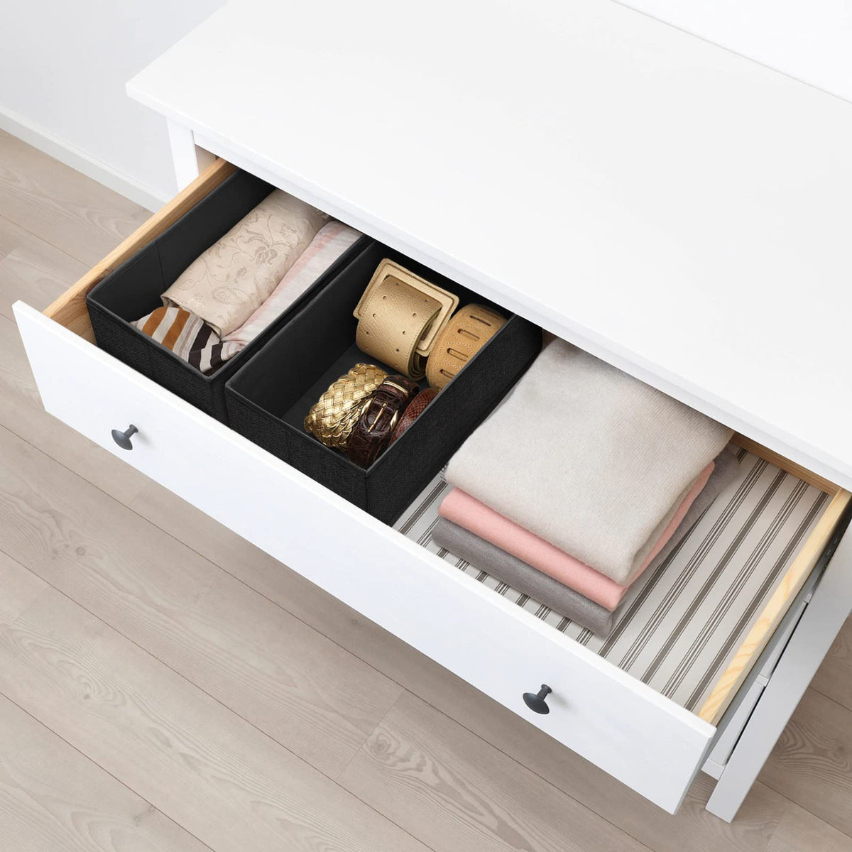 6 Pack Black Fabric Drawer Organizer Y440430