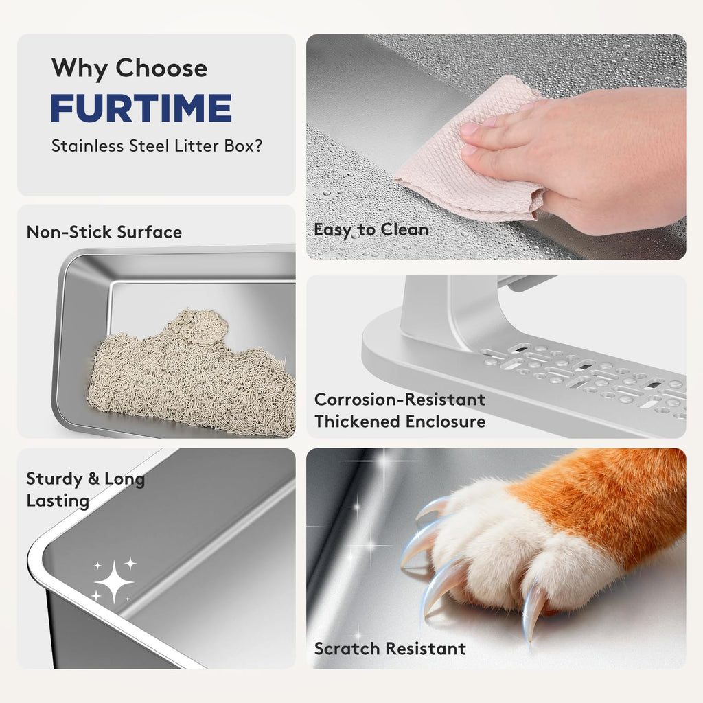 2 Pack Stainless Steel Cat Litter Box with Lid N3321
