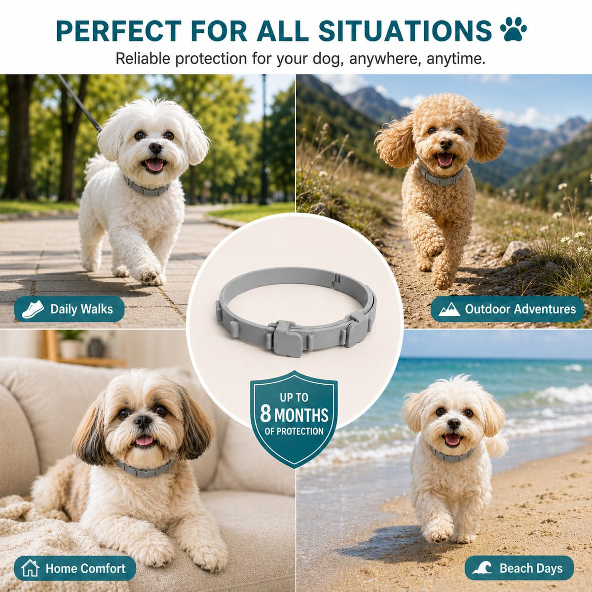 Flea and Tick Collar for Dogs, 4 Pack, Small Dogs Under 18 lbs A297