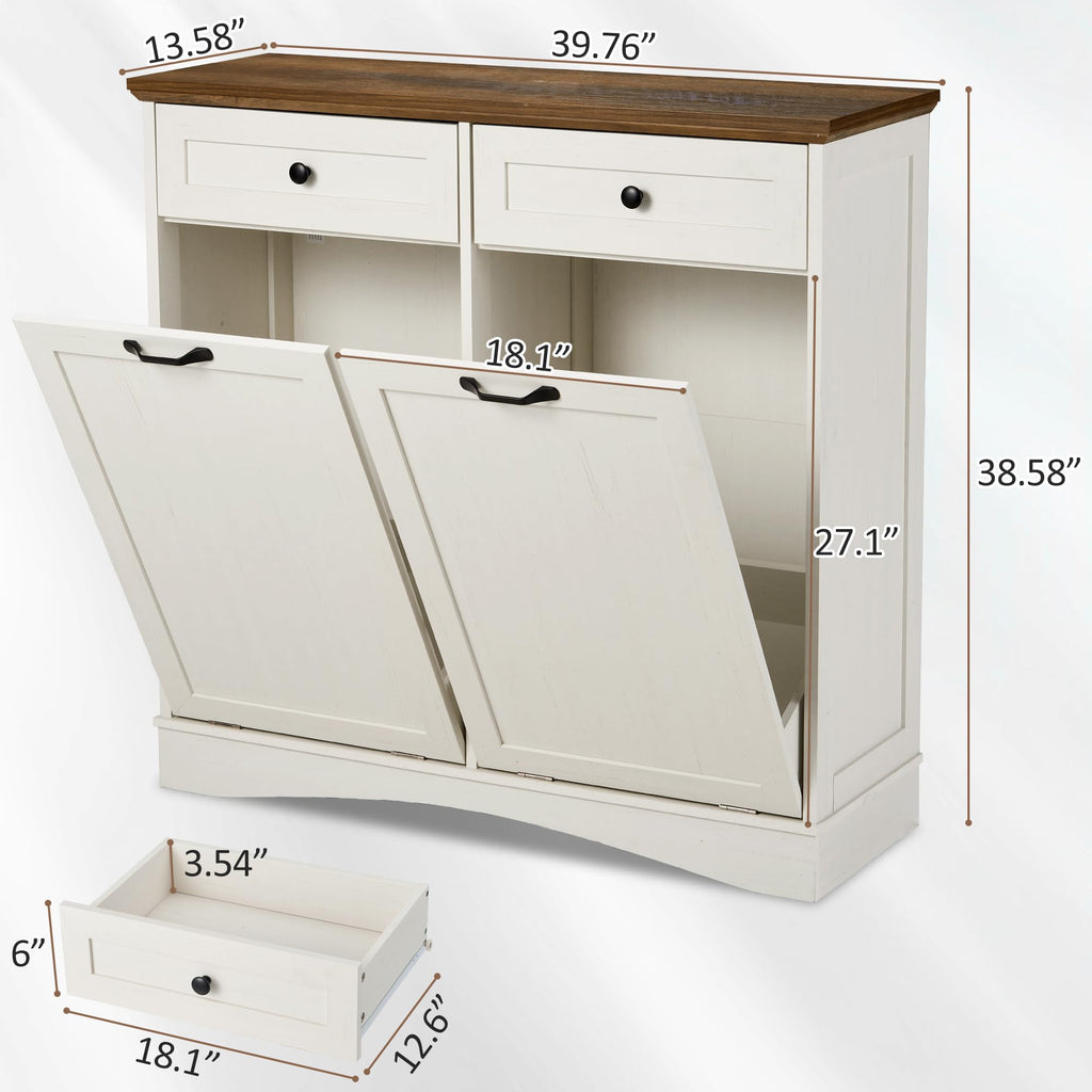 Antique White Double Tilt Out Trash Cabinet V47960