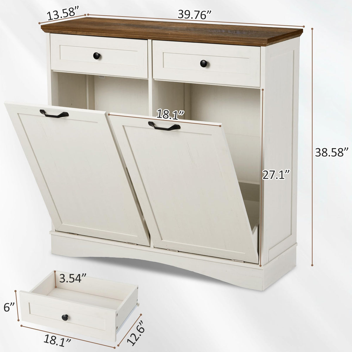 Antique White Double Tilt Out Trash Cabinet V47960