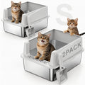 2 Pack Stainless Steel Cat Litter Box with Lid N3321