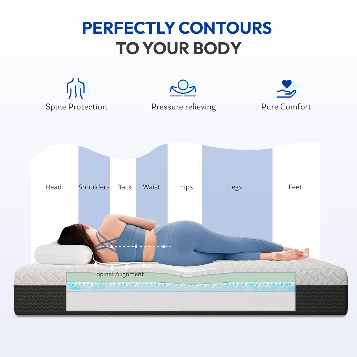 10 Inch Gel-Infused Green Tea Memory Foam Twin Mattress U5334