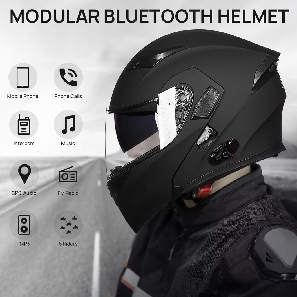 Bluetooth Modular Flip up Full Face Motorcycle Helmet V563