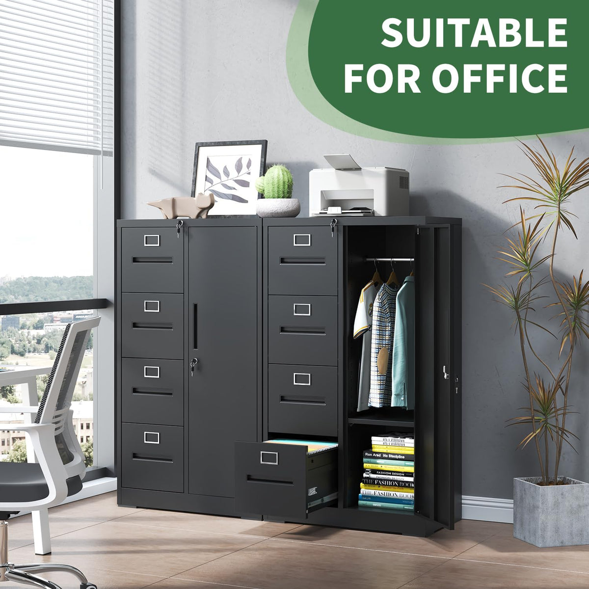 4 Drawer Black Vertical File Cabinet with Lock F720