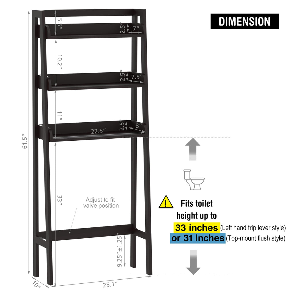 3-Tier Espresso Wood Bathroom Organizer S30567