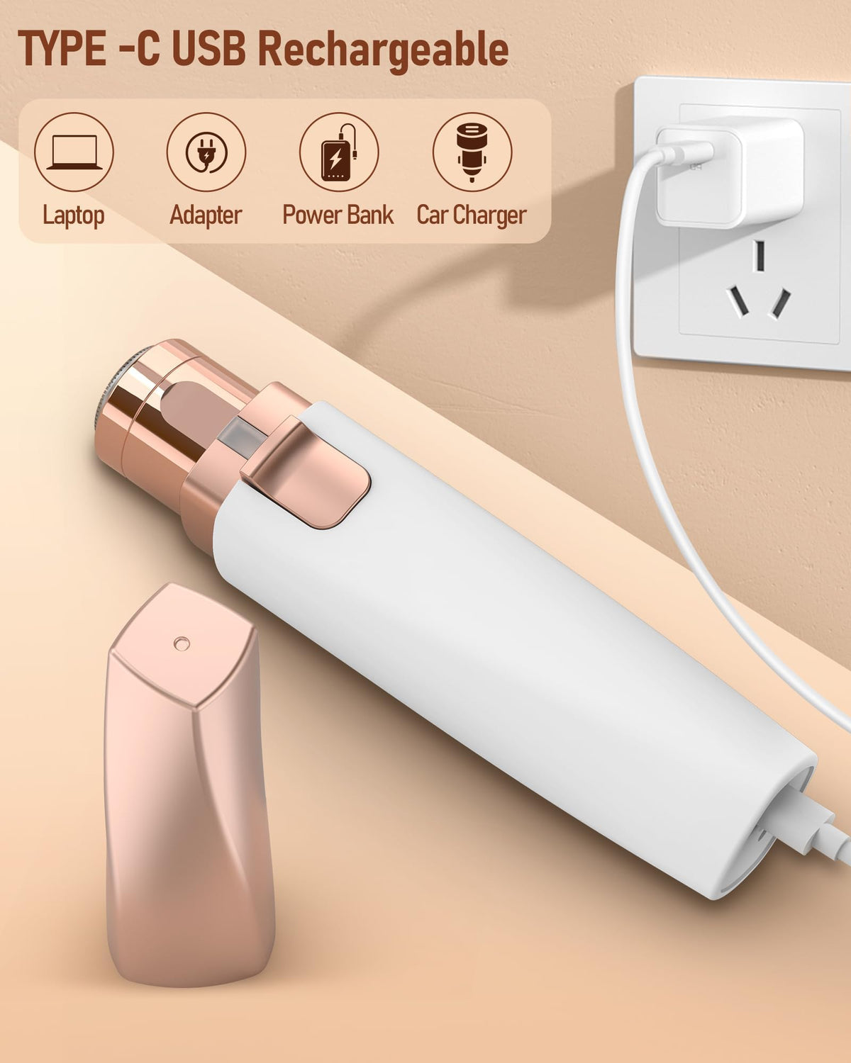 2 in 1 Rechargeable Eyebrow Trimmer Facial Hair Remover with LED Light D213