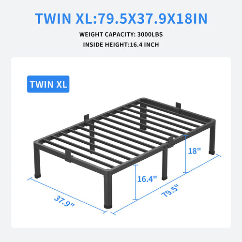18 Inch Twin XL Bed Frames with Round Corner Leg E990281