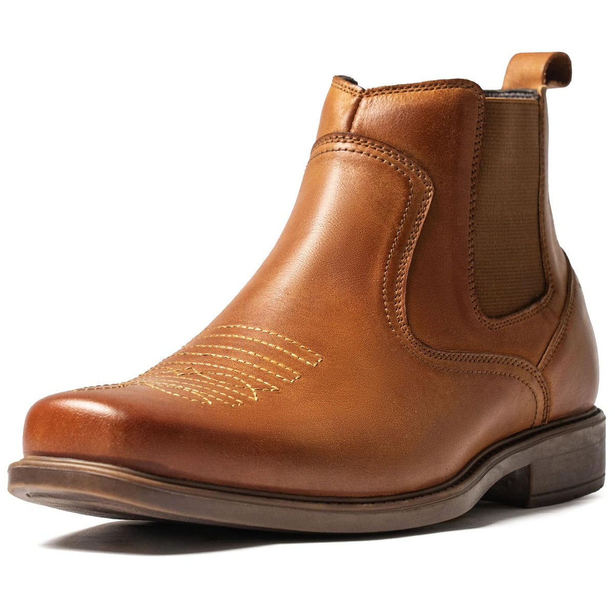 Cowboy Boots for Men Square Toe Leather Ankle Western Chelsea Slip On Boots L439930