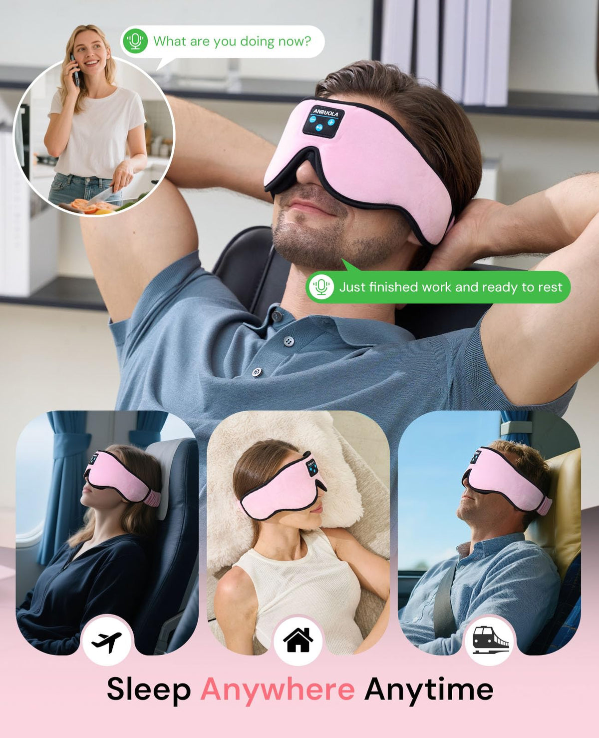 Bluetooth Sleep Mask with Wireless Headphones S487