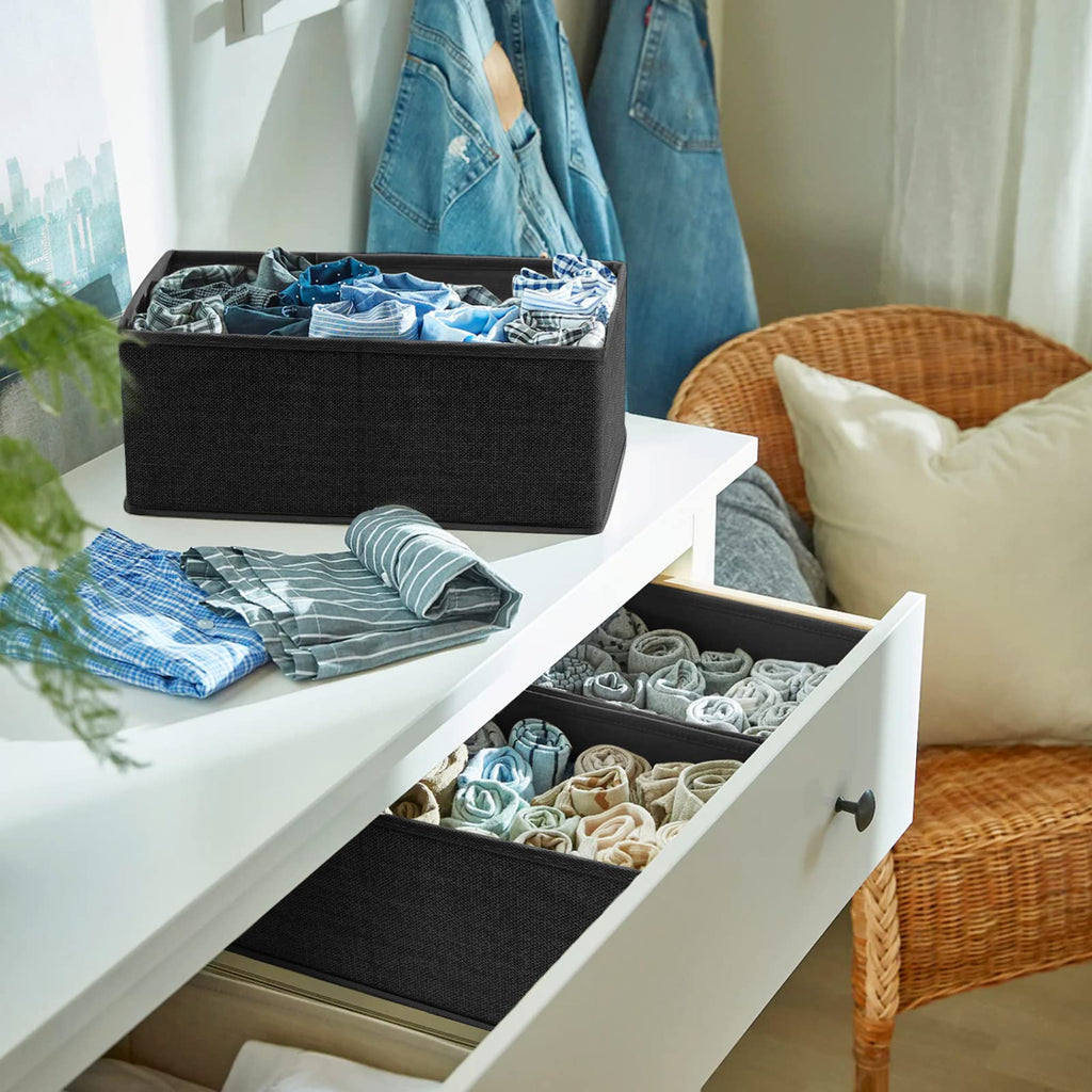 6 Pack Black Fabric Drawer Organizer Y440430