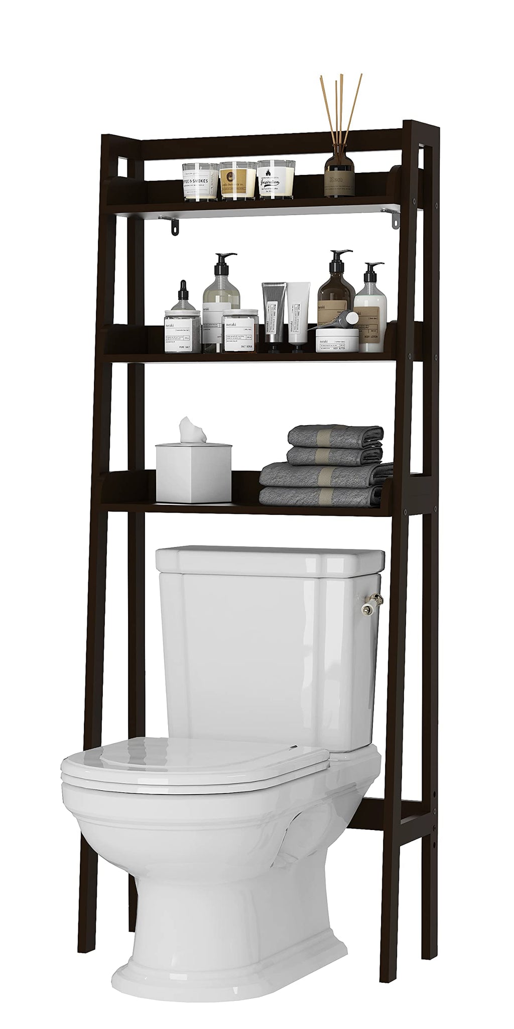 3-Tier Espresso Wood Bathroom Organizer S30567