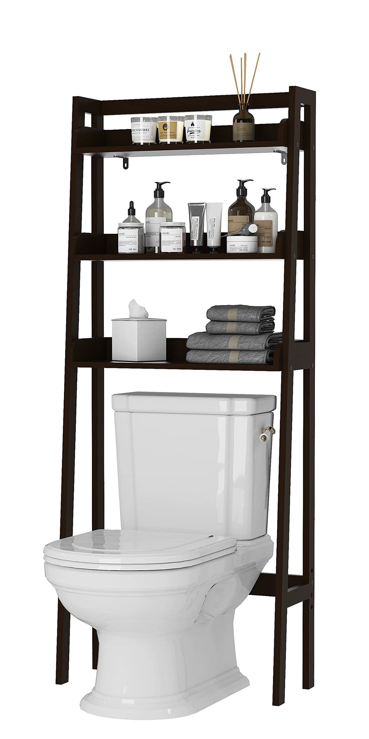 3-Tier Espresso Wood Bathroom Organizer S30567