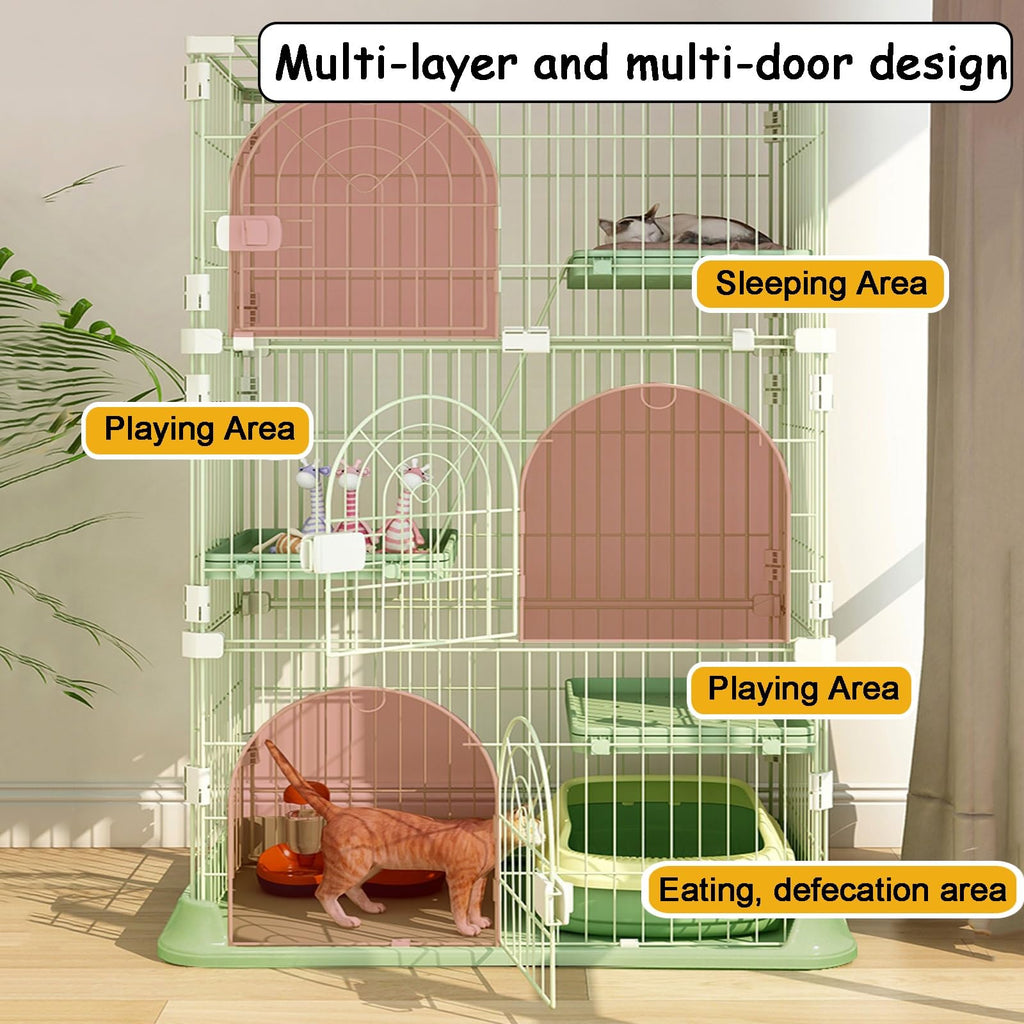 4-Tier Metal Indoor Cat Enclosure with 3 Doors W77222