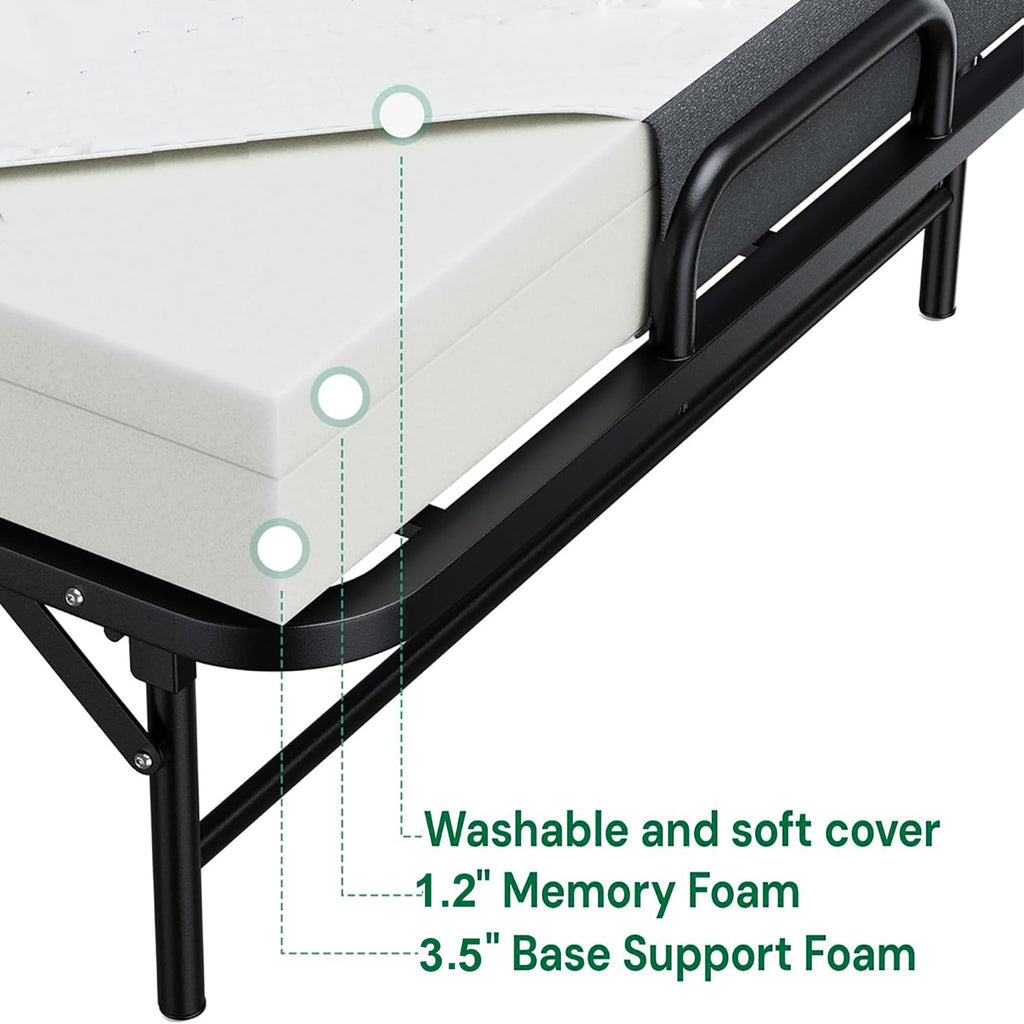 Folding Bed with Mattress with Wheels V93700